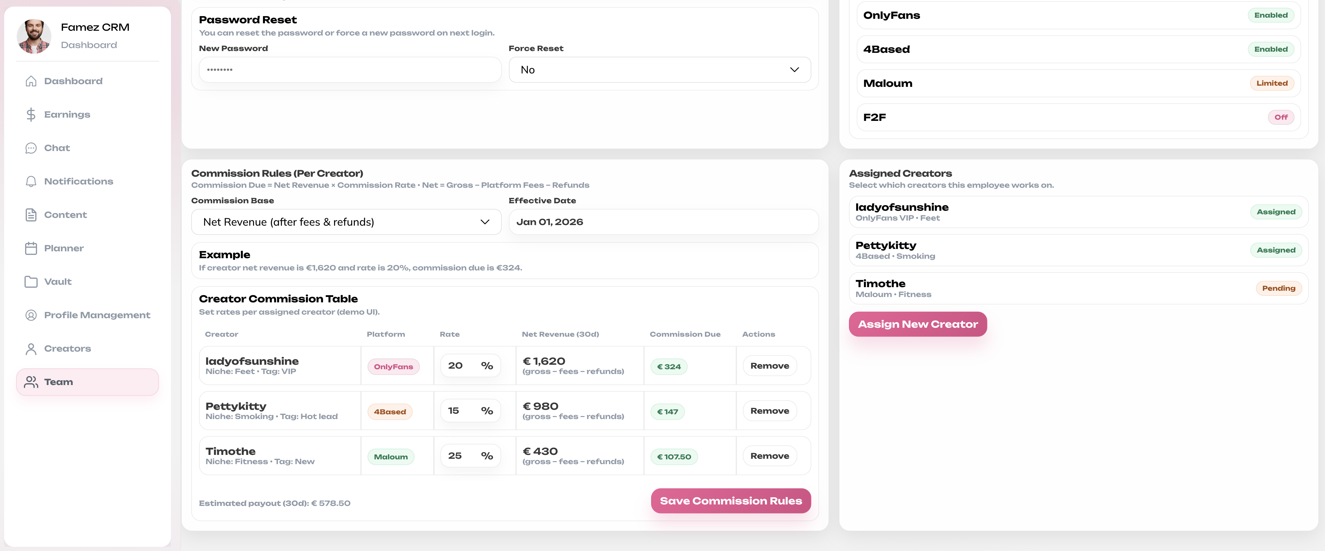 CRM Dashboard Mockup